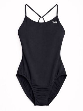 TYR Durafast One Black Cutoutfit Swimsuit XL High Cut Athletic Performance Wear